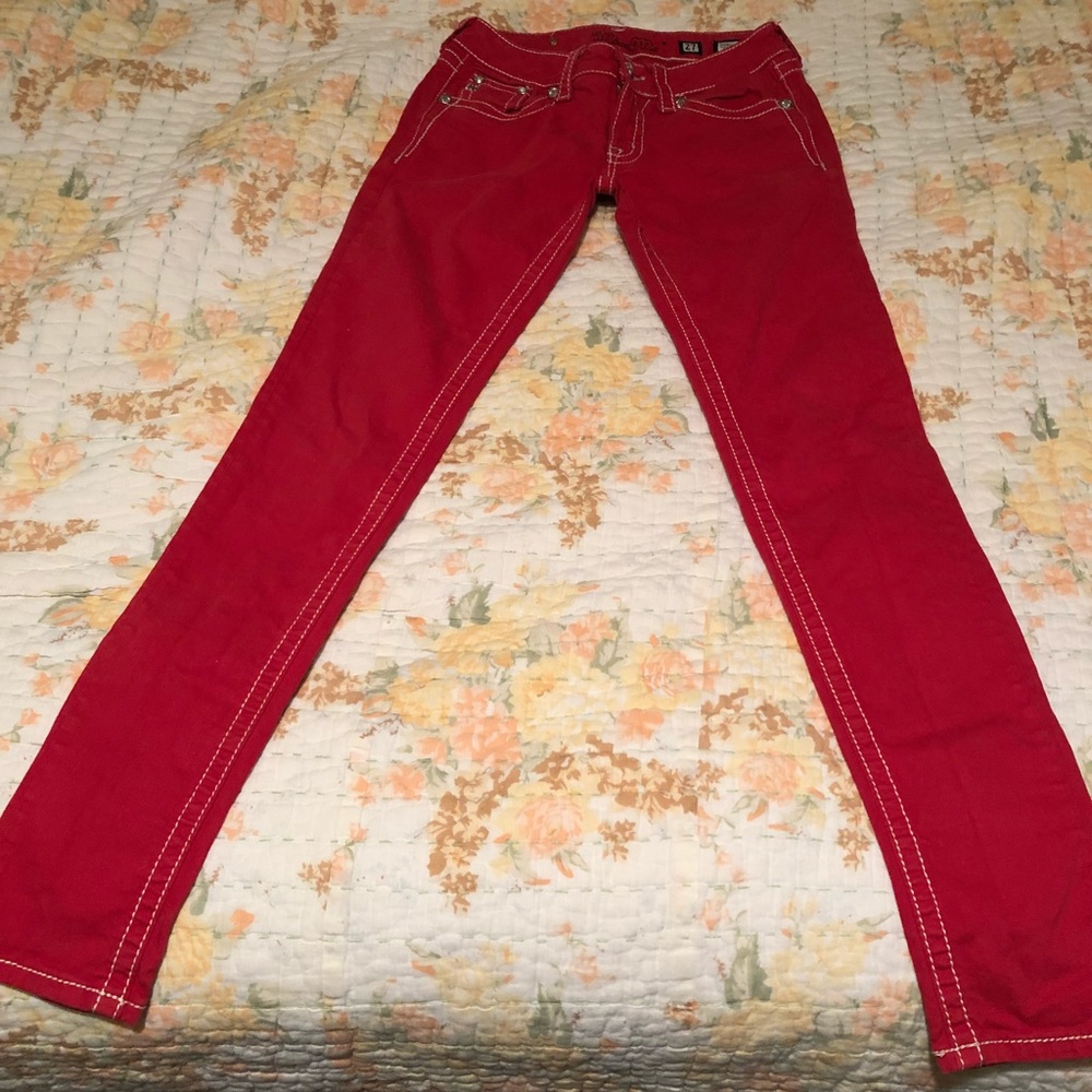 Size 27 Red Miss Me Skinny Jeans